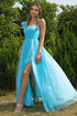 asymmetrical-ruched-slit-dress Sophia's Trends - Sophia's Style-Aqua-L
