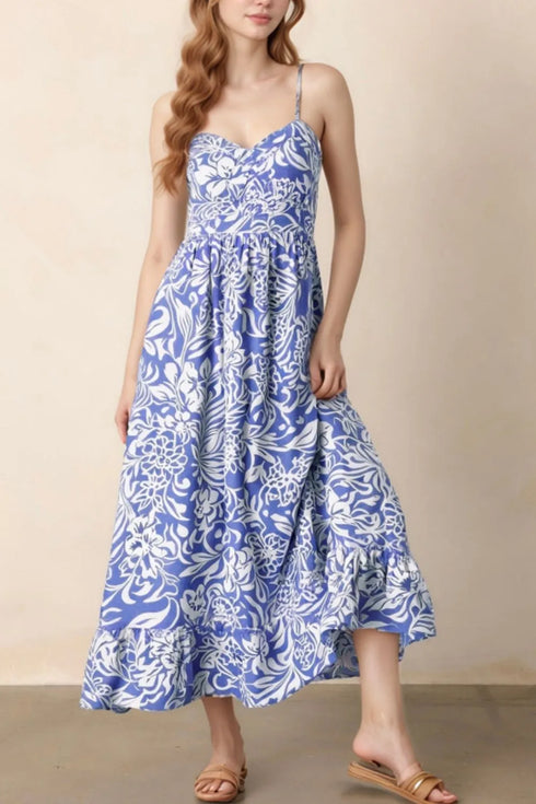 floral-print-spaghetti-strap-high-waist-dress OhSoStyled - Sophia's Style in Dusty Blue-2