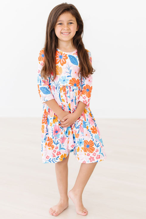 colorful-carnations-3-4-sleeve-pocket-twirl-dress Mila & Rose - Sophia's Style-3