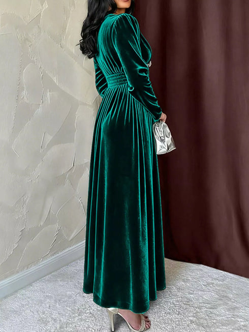 velvet-v-neck-long-sleeve-maxi-dress-Sophia's Style-4