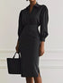 ruched-midi-shirt-dress-with-side-slit-OhSoStyled-Sophia's-Style-1