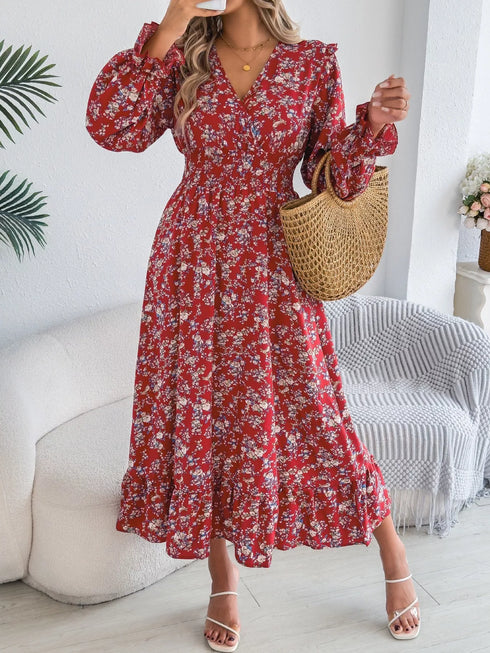 ruffled-floral-v-neck-flounce-sleeve-dress-OhSoStyled-Sophia's-Style-7