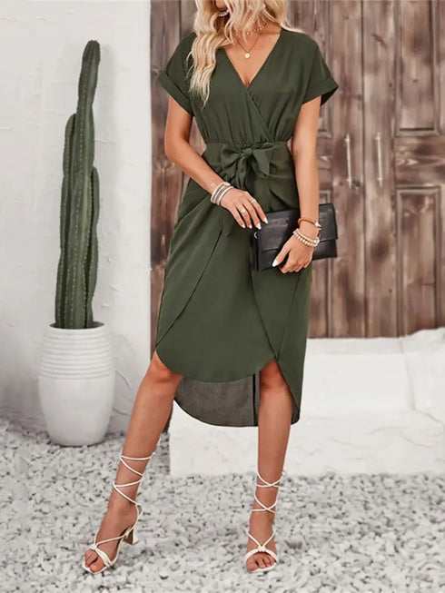 tied-surplice-short-sleeve-dress-Sophia's Style-2