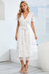 sequin-leaf-embroidery-tie-front-short-sleeve-dress Sophia's Trends - Sophia's Style-Tan-S