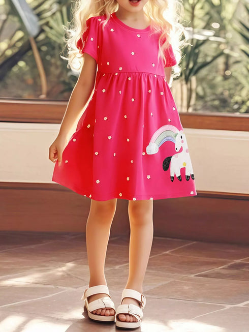 childrens-unicorn-rainbow-round-neck-casual-dress-ohso-kids-sophias-style-2
