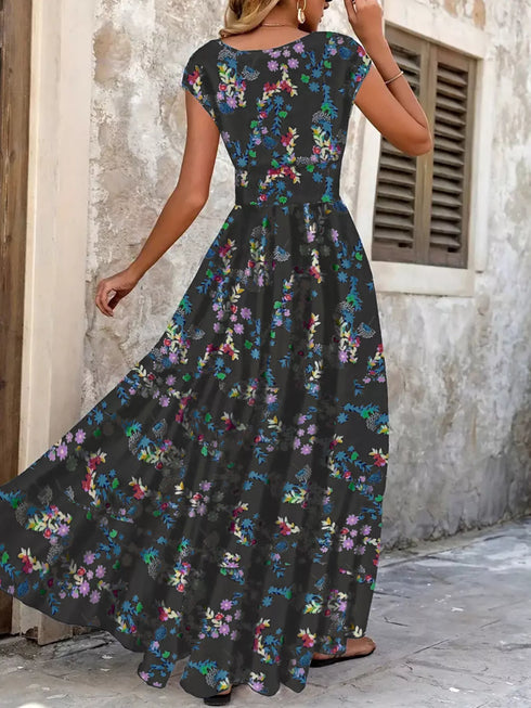 printed-v-neck-cap-sleeve-maxi-dress-OhSoStyled-Sophia's-Style-8