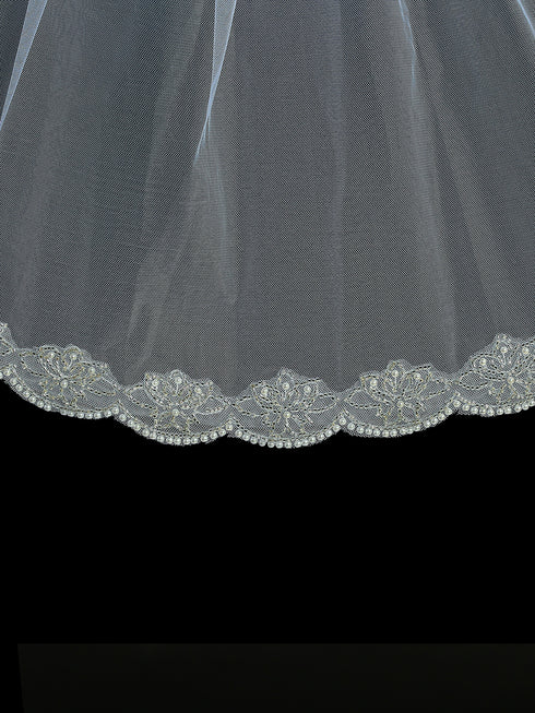 Beaded Scallop Edge Girls Veil