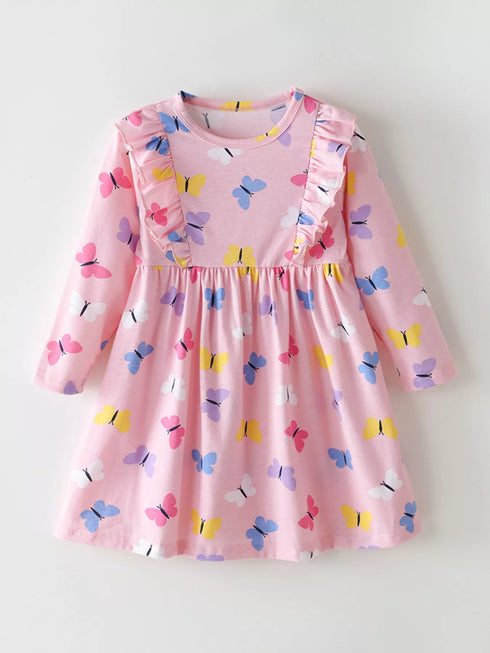 childrens-butterfly-print-ruffle-trim-long-sleeve-dress-ohso-kids-sophias-style-1