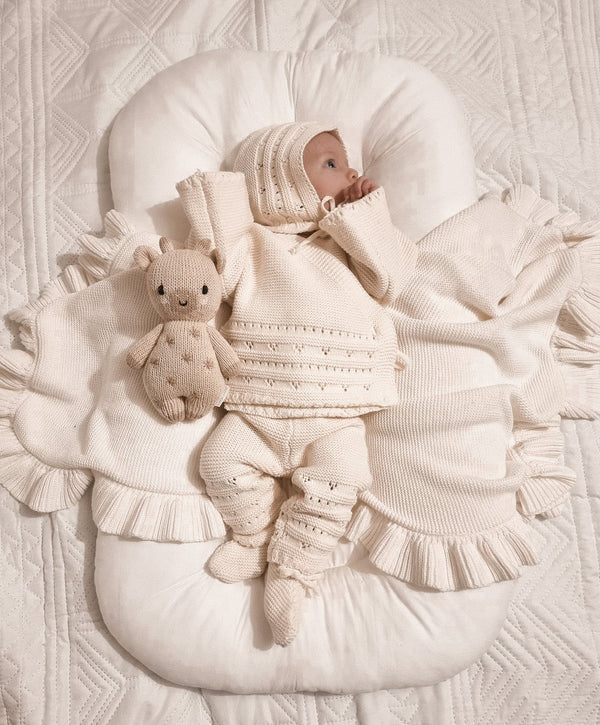bring-me-home-chunky-knit-bundle-cream Luna and Luca Newborn Baby Clothes