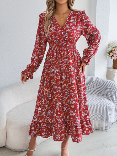 ruffled-floral-v-neck-flounce-sleeve-dress-OhSoStyled-Sophia's-Style-12