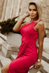 ruched-cutout-single-shoulder-dress Sophia's Trends - Sophia's Style-Deep Red-XL