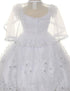 Little Girl White Organza Rhinestone Baptism Cape Dress 2T-6 - SophiasStyle.com