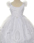 Little Girl White Organza Rhinestone Baptism Cape Dress 2T-6 - SophiasStyle.com