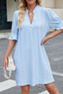 jacquard-texture-flared-short-sleeve-notched-neck-mini-dress OhSoStyled - Sophia's Style in Light Blue-4