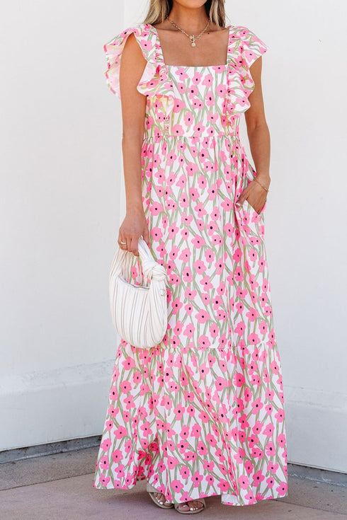 floral-print-square-neck-ruffled-cap-sleeve-maxi-dress OhSoStyled - Sophia's Style-2