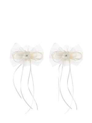 Girls Satin Organza Hair Bows - 1 Dozen Pairs