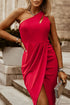 ruched-cutout-single-shoulder-dress Sophia's Trends - Sophia's Style-Deep Red-L