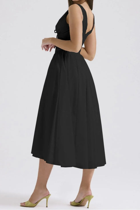 ruched-v-neck-sleeveless-dress-with-pockets OhSoStyled at Sophia's Style-5