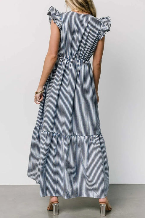 slit-striped-v-neck-ruffled-cap-sleeve-dress OhSoStyled at Sophia's Style-8
