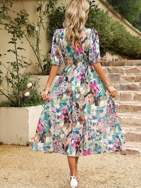 printed-puff-sleeve-midi-dress OhSoStyled at Sophia's Style-3