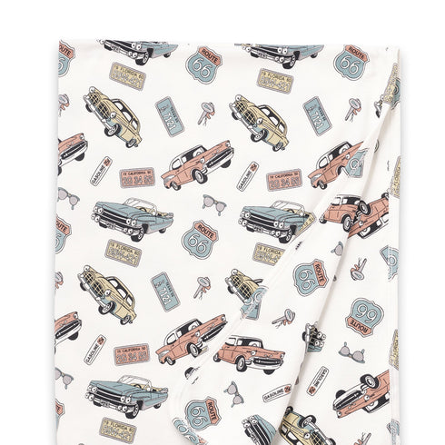 route-66-baby-boy-bamboo-vintage-cars-stroller-blanket Sophia's Style-2