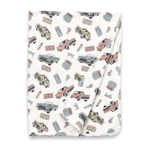 route-66-baby-boy-bamboo-vintage-cars-stroller-blanket Sophia's StyleBaby Blankets-1
