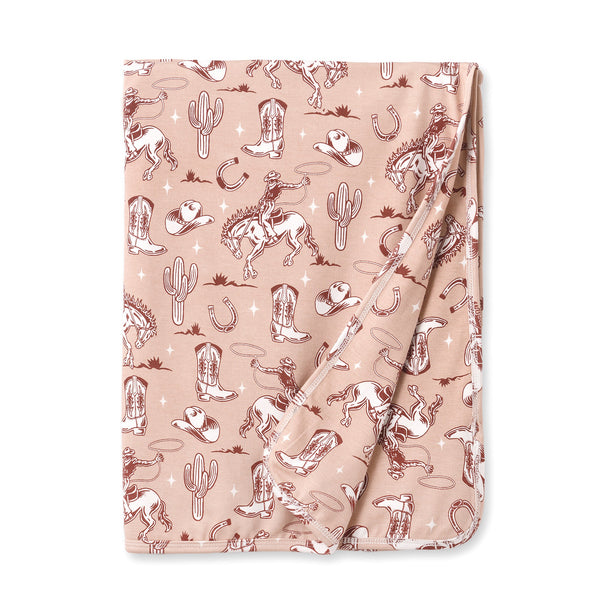 wild-wrangler-pink-bamboo-western-cowgirl-stroller-blanket-Sophia's StyleBaby Stroller Blankets-1