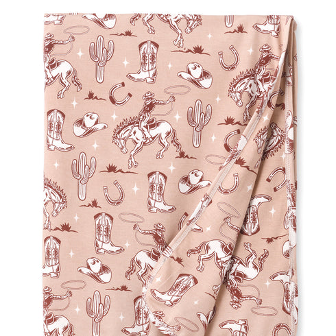 wild-wrangler-pink-bamboo-western-cowgirl-stroller-blanket-Sophia's Style-2