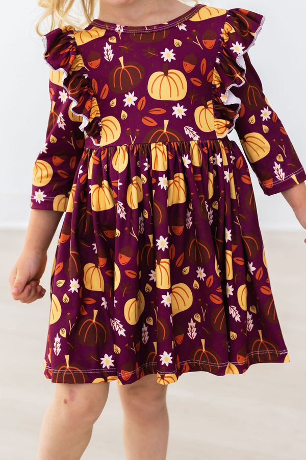 pumpkin-patch-ruffle-twirl-dress Mila & Rose - Sophia's StyleTwirl Ruffle Dress 3/4-1