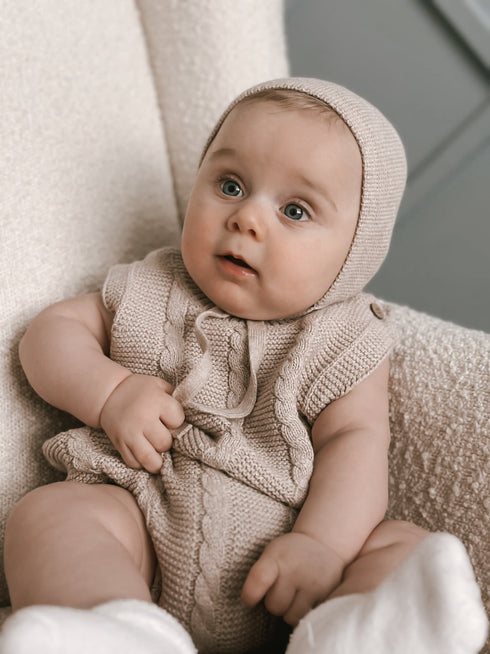 luna-luca-cable-knit-summer-romper-heather-beige Luna and Luca Newborn Baby Clothes