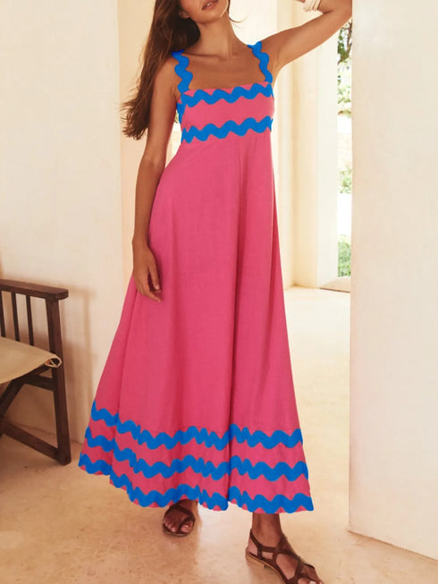 contrast-trim-square-neck-maxi-cami-dress OhSoStyled - Sophia's Style in Pink/Red-24
