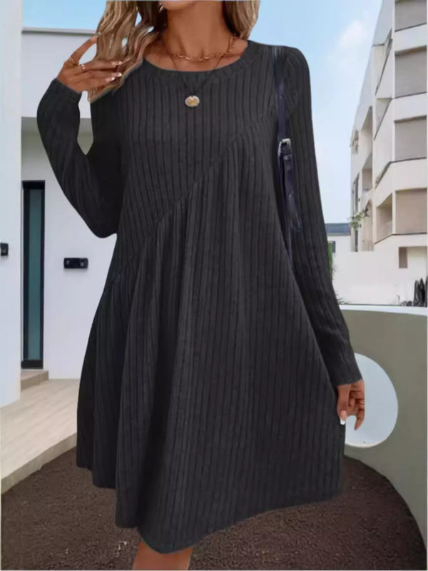 casual-ribbed-knit-long-sleeve-swing-dress-OhSoStyled-Sophia's-Style-1