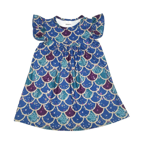 dark-mermaid-scale-milk-silk-flutter-dress Great Lakes kids - Sophia's StyleFlutter Dress-1