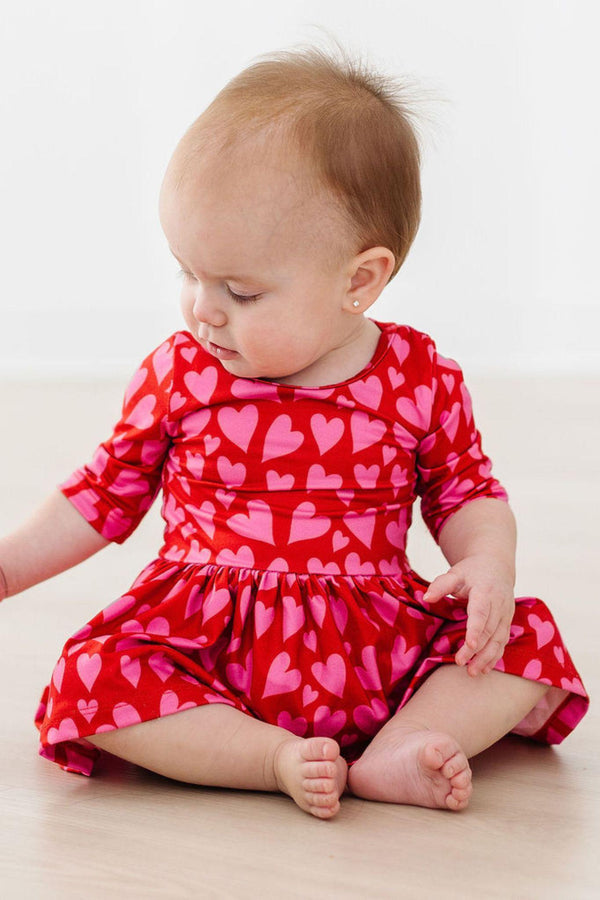 hearts-hugs-3-4-sleeve-twirl-bodysuit Mila & Rose at Sophia's Style-Hearts & Hugs 3/4 Sleeve Twirl Bodysuit-0-3M-Twirl Bodysuit-1