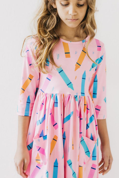 color-crayons-3-4-sleeve-pocket-twirl-dress Mila & Rose - Sophia's Style-2