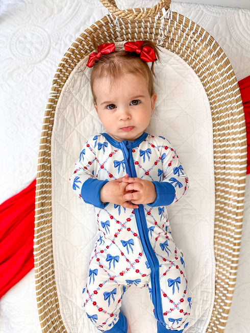 red-white-bows-bamboo-zippy-romper at Sophia's Style-6