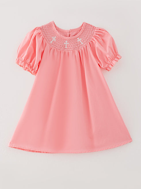 coral-smocked-church-christ-bishop-christening-dress Rylee Faith Designs - Sophia's Style-2