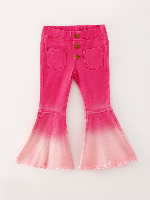 pink-gradient-denim-flared-pants Rylee Faith Designs - Sophia's StylePants-1