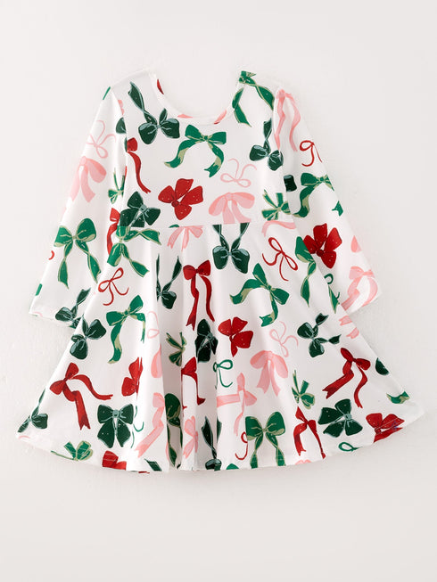girls-christmas-bow-print-dress Sophia's StyleDress-1