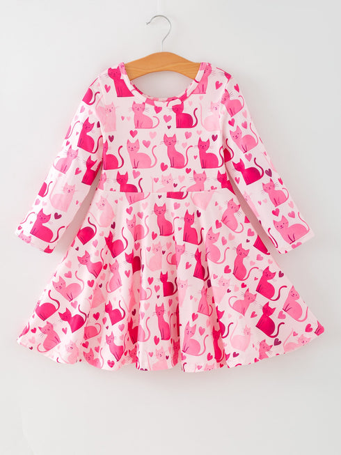 valentine-toddler-girls-pink-cat-dress-long-sleeve-heart-print-outfit-rylee-faith-designs-Sophia's StyleDress-1