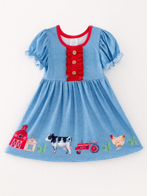 blue-farm-short-sleeve-dress Rylee-Faith-Designs-Sophia's StyleDress-1
