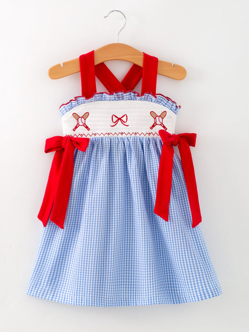 toddler-girls-baseball-smocked-dress-blue-plaid-summer-outfit-Sophia's StyleDress-1