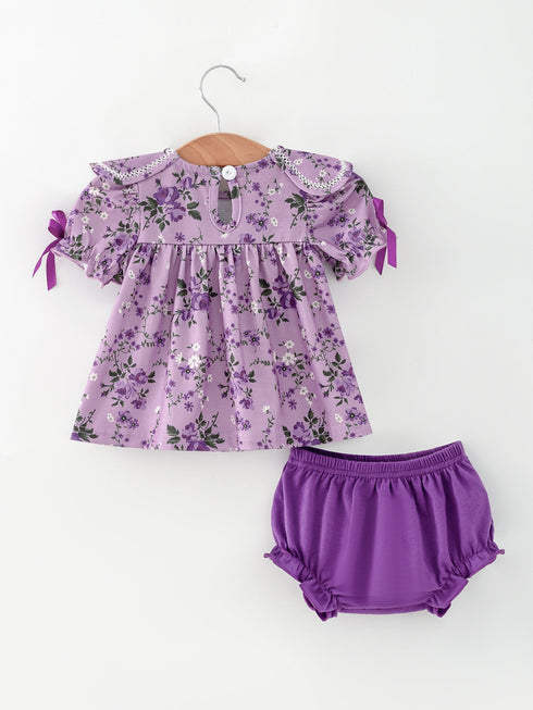 floral-girls-outfit-set-purple-puff-sleeve-top-bloomers-set-sophias-style-5