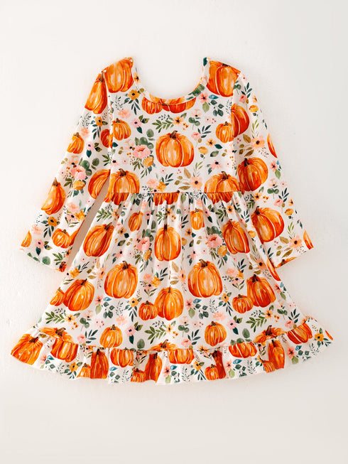 girls-halloween-pumpkin-print-long-sleeve-dress Rylee-Faith-Designs-Sophia's Style-3