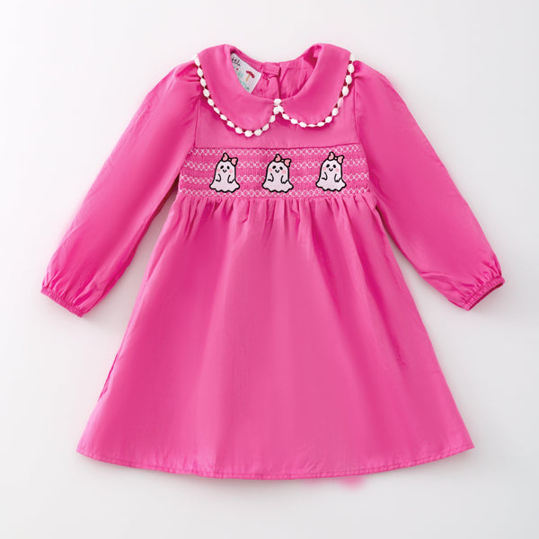 halloween-pinky-the-ghost-smocked-dress little-miss-marmelade-Sophia's StyleGirls Dress-1