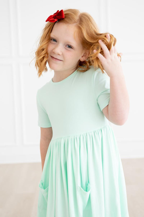 pastel-green-s-s-pocket-twirl-dress Mila &  Rose - Sophia's Style-Pastel Green S/S Pocket Twirl Dress-6-12M--1