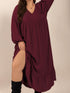 plus-size-ruffled-hem-v-neck-balloon-sleeve-dress OhSoStyled - Sophia's Style-5