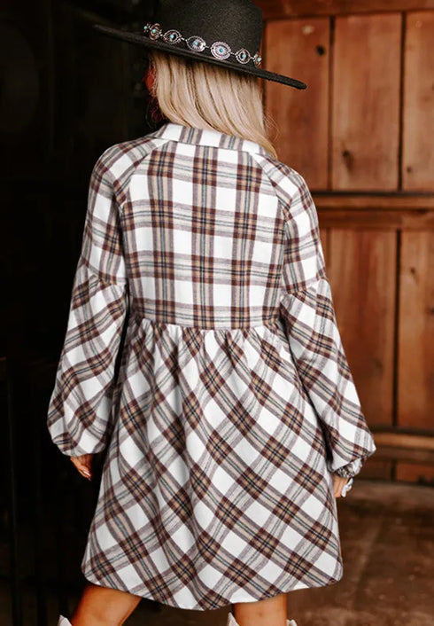full-size-plaid-collared-neck-balloon-sleeve-mini-shirt-dress-Sophia's Style-5