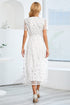sequin-leaf-embroidery-tie-front-short-sleeve-dress Sophia's Trends - Sophia's Style-Tan-M