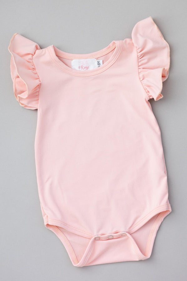 peach-s-s-flutter-bodysuit Mila & Rose - Sophia's Style-Peach S/S Flutter Bodysuit-0-3M--1